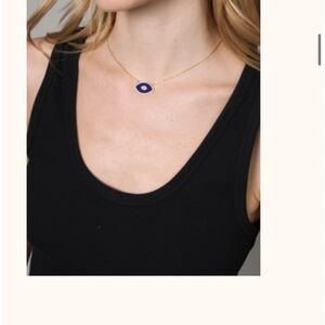 Chic Gold Necklace with Blue Eye Pendant